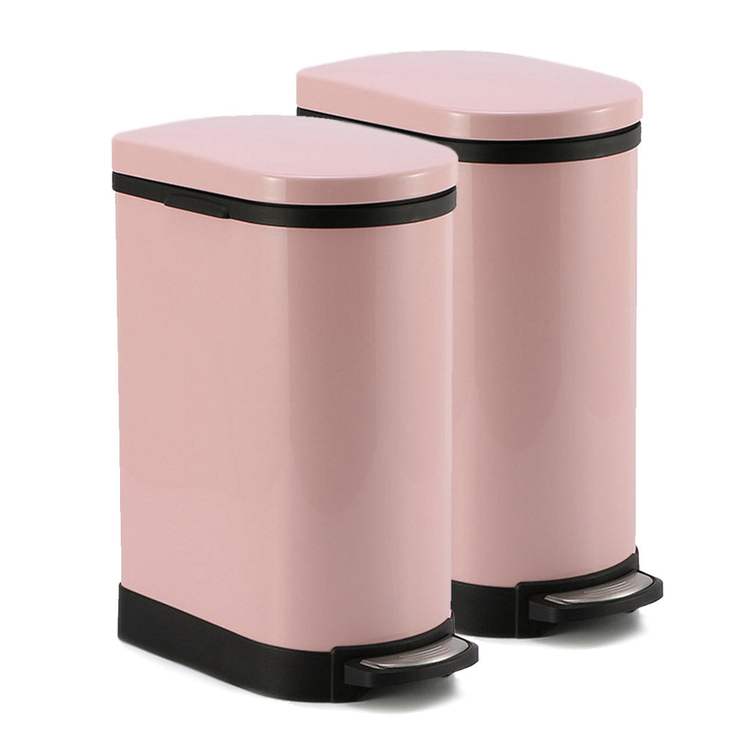 SOGA 2X Foot Pedal Stainless Steel Rubbish Recycling Garbage Waste Trash Bin 10L U Pink $ 172.50