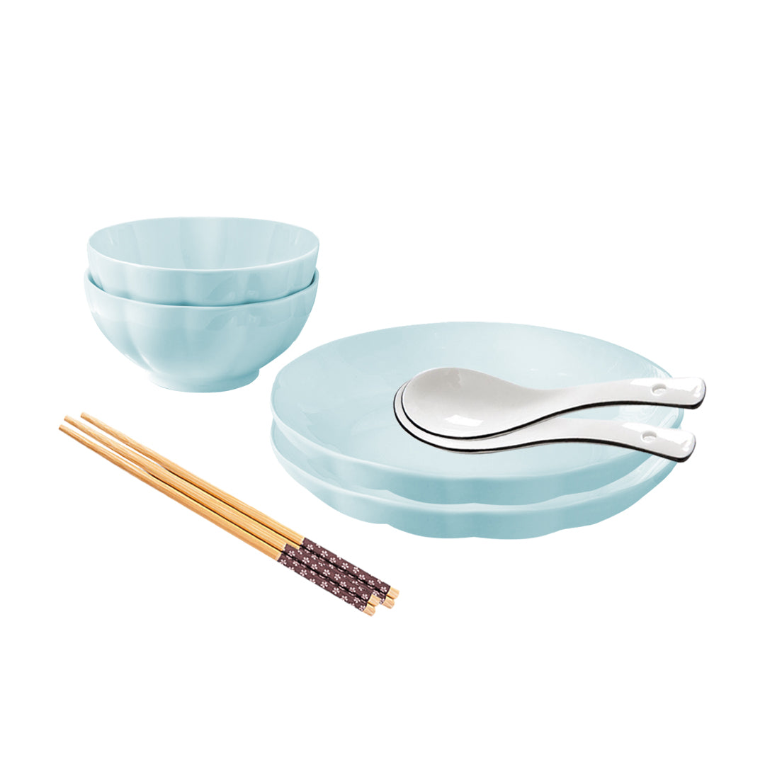 SOGA Light Blue Japanese Style Ceramic Dinnerware Crockery Soup Bowl Plate Server Kitchen Home Decor Set of 4 $ 44.50
