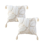 SOGA 2X 45cm Wabi-sabi Cream Flower Cover & Beige Velvet Leaf Ring Square Throw Pillow $ 129.50