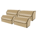SOGA 4X Leather Car Boot Collapsible Foldable Trunk Cargo Organizer Portable Storage Box Beige/Gold Stitch Large $ 181.90