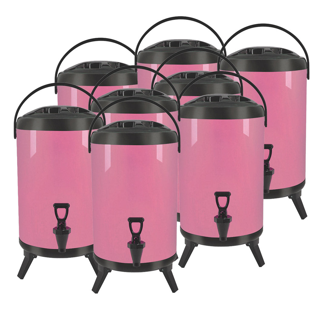 SOGA 8X 12L Stainless Steel Insulated Milk Tea Barrel Hot and Cold Beverage Dispenser Container with Faucet Pink $ 702.50