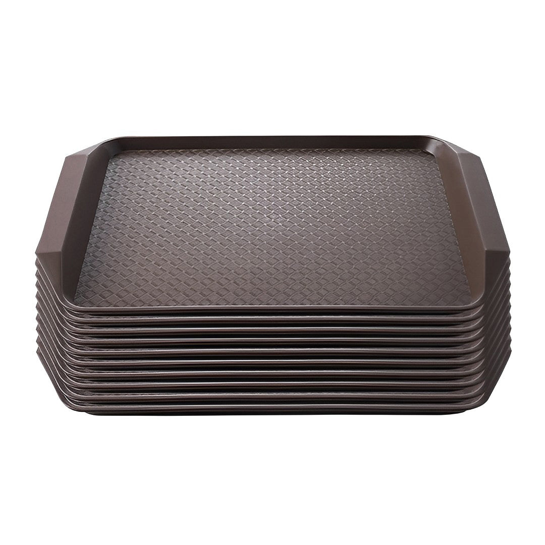 SOGA Rectangular Serving Tray Heavy Duty Waterproof Stackable Plastic Food Snack Pan Set of 10 Coffee $ 176.90