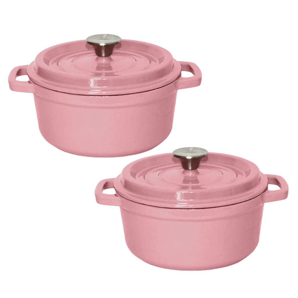 SOGA 2X Cast Iron 24cm Enamel Porcelain Stewpot Casserole Stew Cooking Pot With Lid Pink $ 215.50