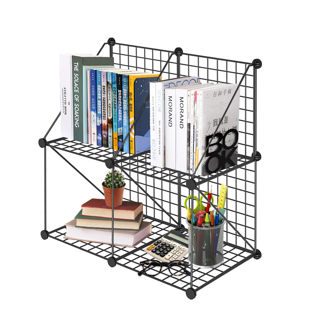 SOGA Black Portable 4-Cube 2 Column Storage Organiser Foldable DIY Modular Grid Space Saving Shelf $ 44.50