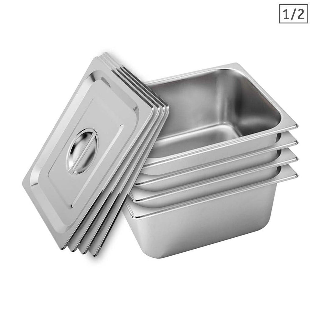 SOGA 4X Gastronorm GN Pan Full Size 1/2 GN Pan 15cm Deep Stainless Steel With Lid $ 161.50