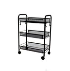 SOGA 3 Tier Steel Black Bee Mesh Kitchen Cart Multi-Functional Shelves Storage Organizer with Wheels $ 57.90