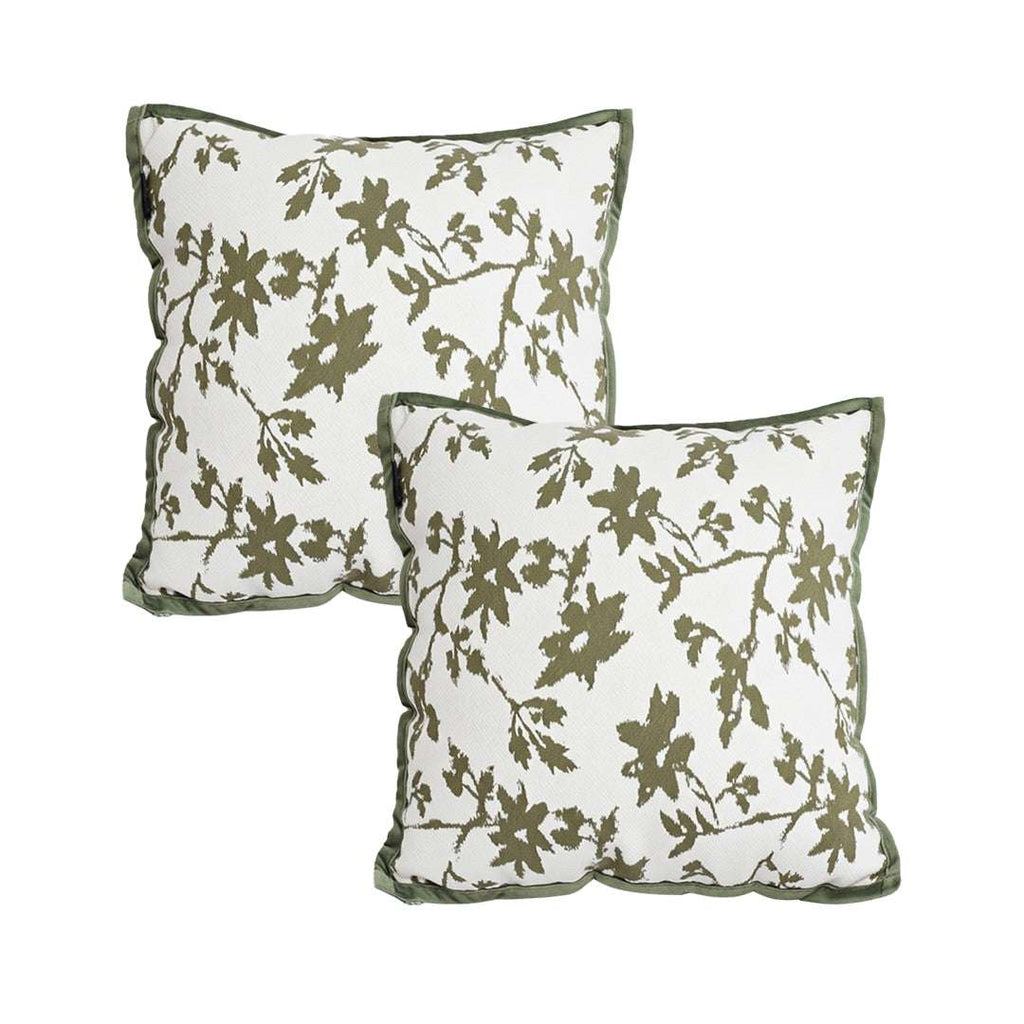 SOGA 2X Floral Cushion 45cm White Green Leaf Botanical Pattern Decorative Throw Pillow $ 129