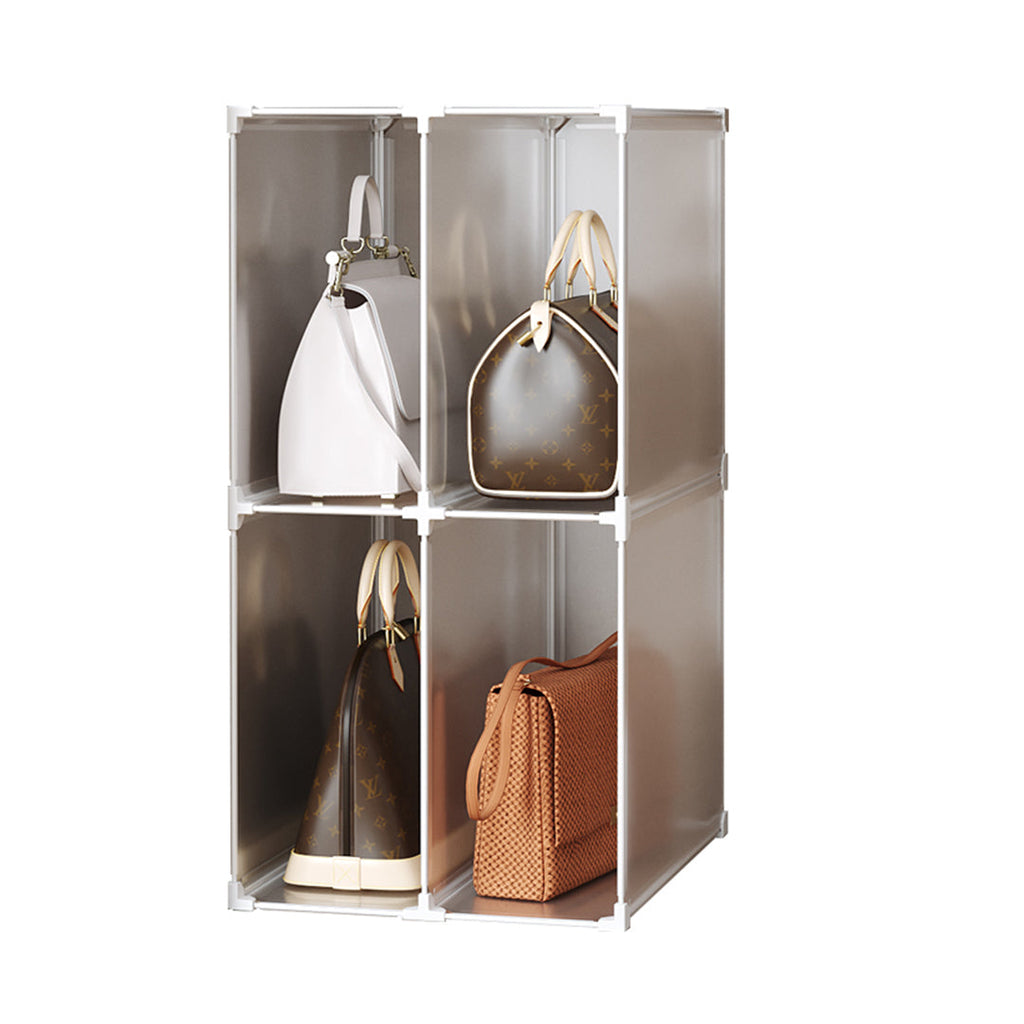 SOGA 2 Tier Multifunctional PP Plastic Bag Box Portable Cubby DIY Storage Shelves Stackable Handbag Purse Organiser $ 46.90