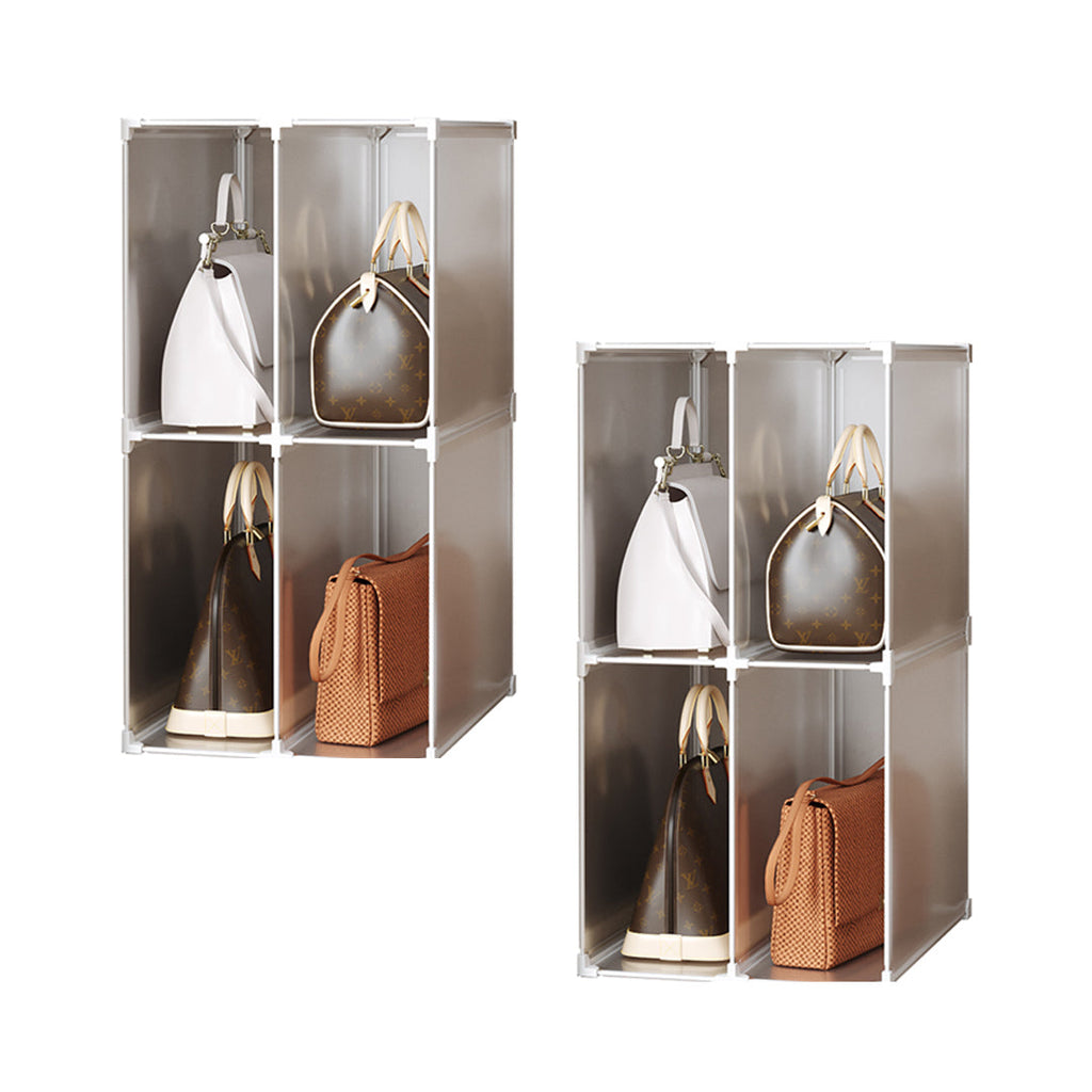 SOGA 2X 2 Tier Multifunctional PP Plastic Bag Box Portable Cubby DIY Storage Shelves Stackable Handbag Purse Organiser $ 90.90