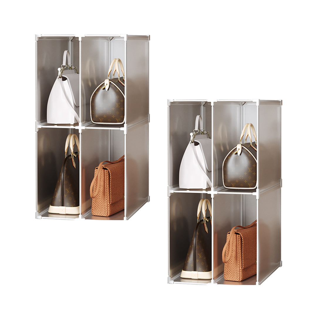 SOGA 2X 2 Tier Multifunctional PP Plastic Bag Box Portable Cubby DIY Storage Shelves Stackable Handbag Purse Organiser $ 90.90