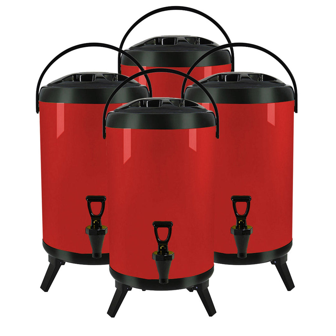 SOGA 4X 10L Stainless Steel Insulated Milk Tea Barrel Hot and Cold Beverage Dispenser Container with Faucet Red $ 337.90