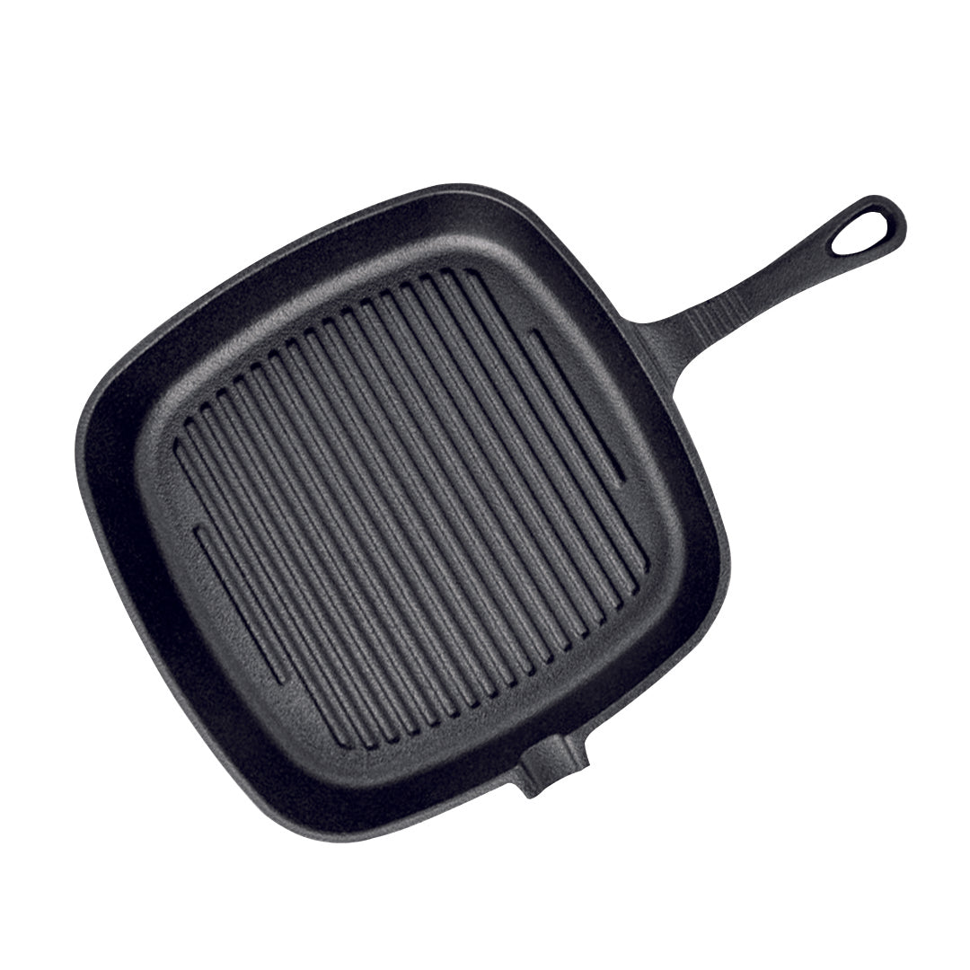 SOGA 23.5cm Square Ribbed Cast Iron Frying Pan Skillet Steak Sizzle Platter with Handle $ 52.50