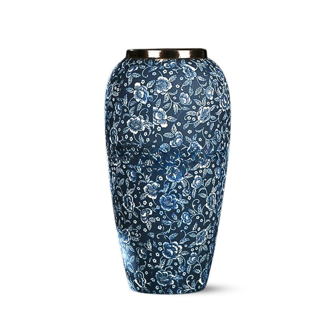 SOGA 35x17cm Blue with White Mini Floral Large Ceramic Flower Vase Elegant Living Room Home Decor $ 99.90