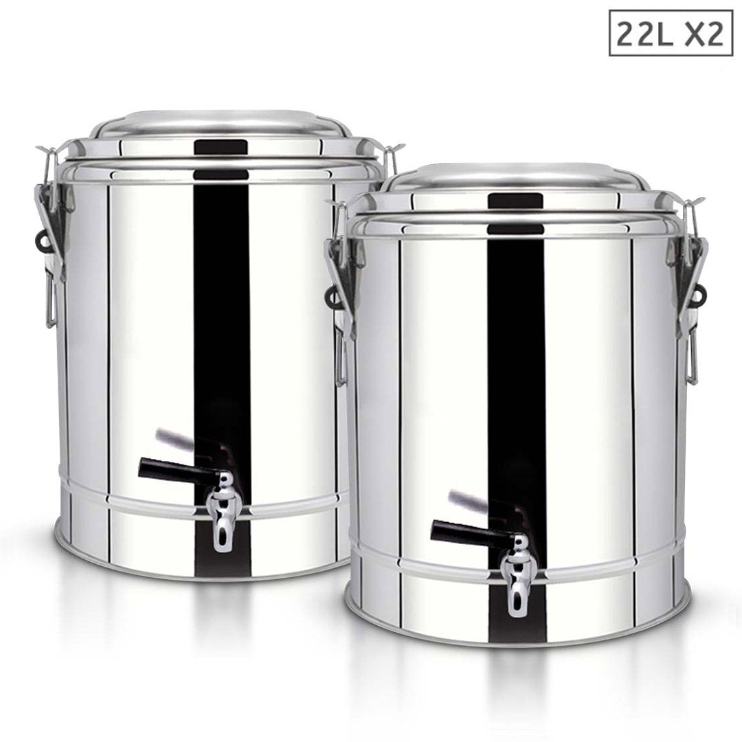 SOGA 2X 22L Stainless Steel Insulated Stock Pot Dispenser Hot & Cold Beverage Container With Tap $ 302.50