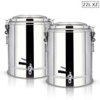 SOGA 2X 22L Stainless Steel Insulated Stock Pot Dispenser Hot & Cold Beverage Container With Tap $ 302.50