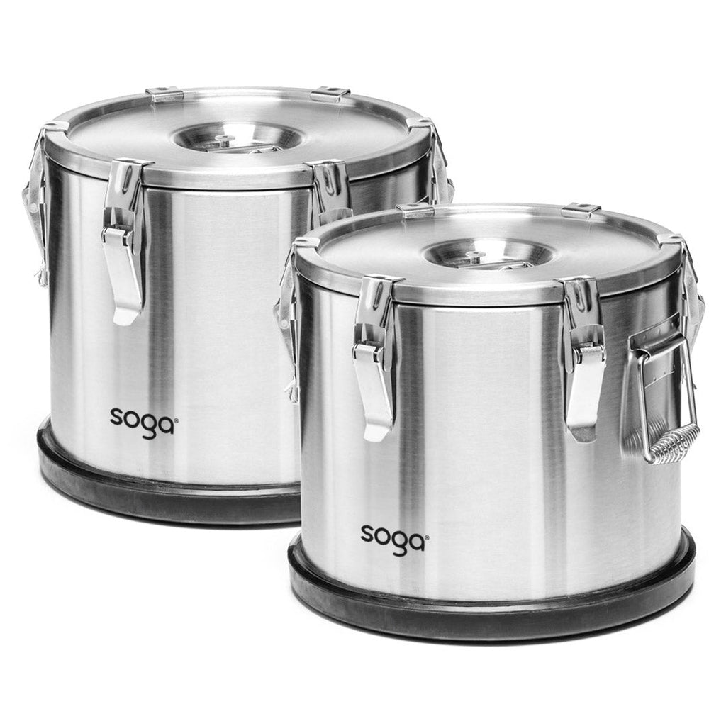 SOGA 2X 20L 304 Stainless Steel Insulated Food Carrier Warmer Container with Anti Slip Rubber Bottom $ 538.90