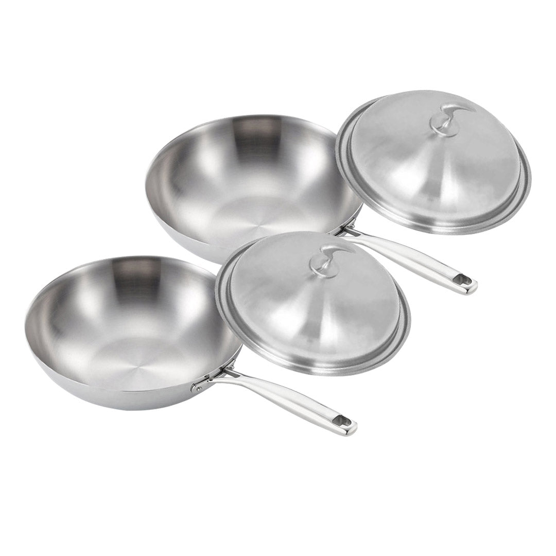 SOGA 2X 18/10 Stainless Steel Fry Pan 32cm Frying Pan Top Grade Cooking Skillet with Lid $ 258.90