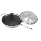 SOGA 18/10 Stainless Steel Fry Pan 34cm Frying Pan Top Grade Textured Non Stick Interior Skillet with Helper Handle and Lid $ 199.90