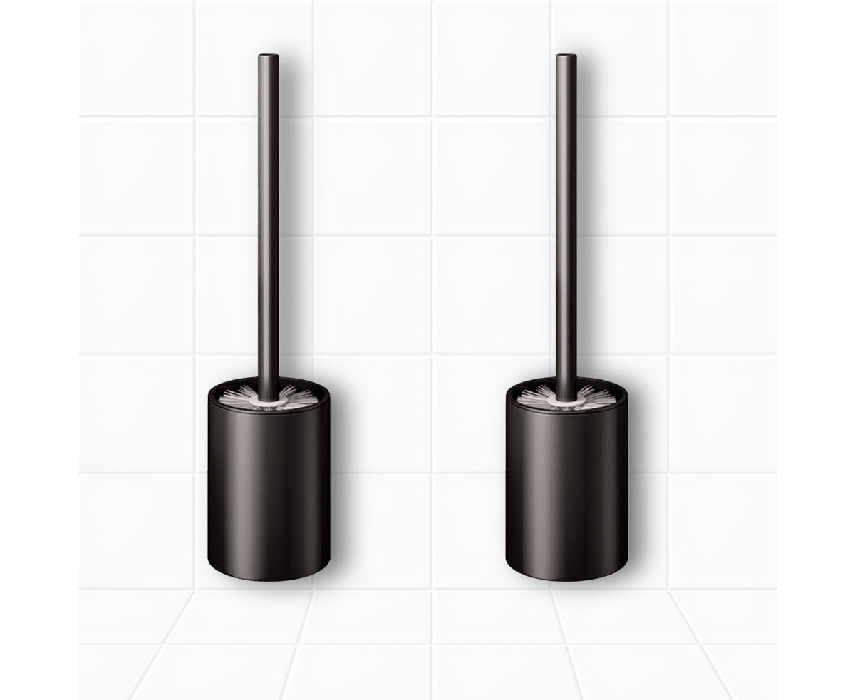 SOGA 2X 27cm Wall-Mounted Toilet Brush with Holder Bathroom Cleaning Scrub Black