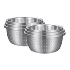 SOGA 2X Stainless Steel Nesting Basin Colander Perforated Kitchen Sink Washing Bowl Metal Basket Strainer Set of 3 $ 140.50