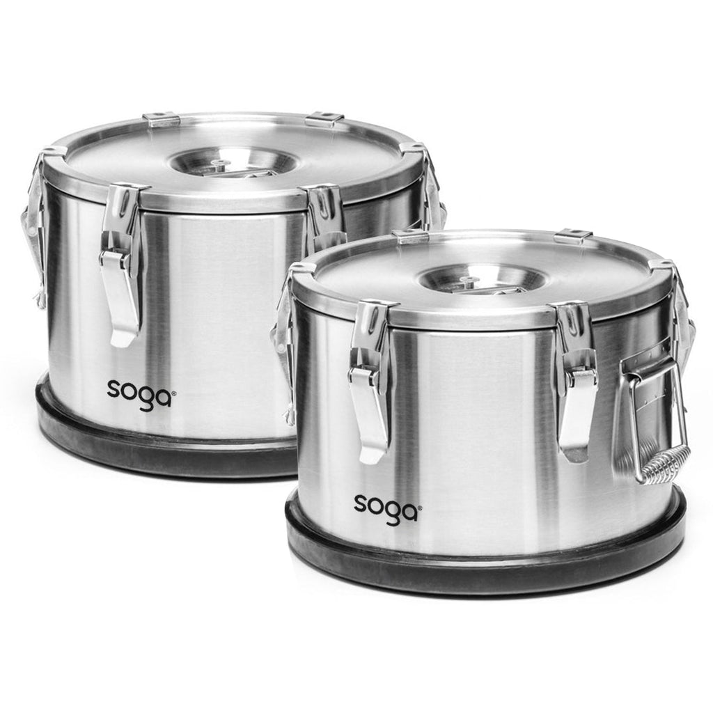 SOGA 2X 10L 304 Stainless Steel Insulated Food Carrier Warmer Container with Anti Slip Rubber Bottom $ 453.50