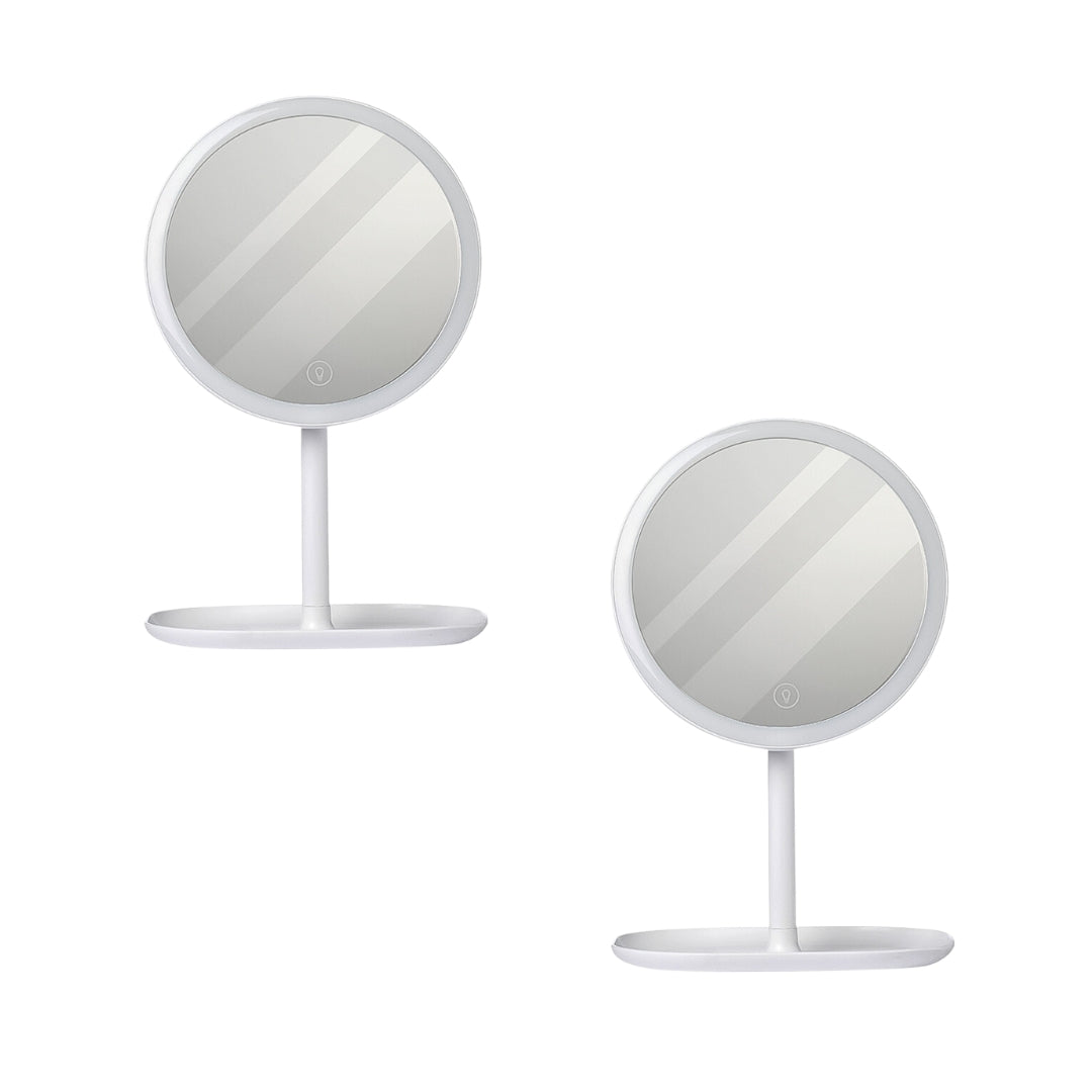 SOGA 2X 26cm White Round Smart LED Makeup Bedroom Table Vanity Mirror Tricolor Adjustable Light $ 60.90