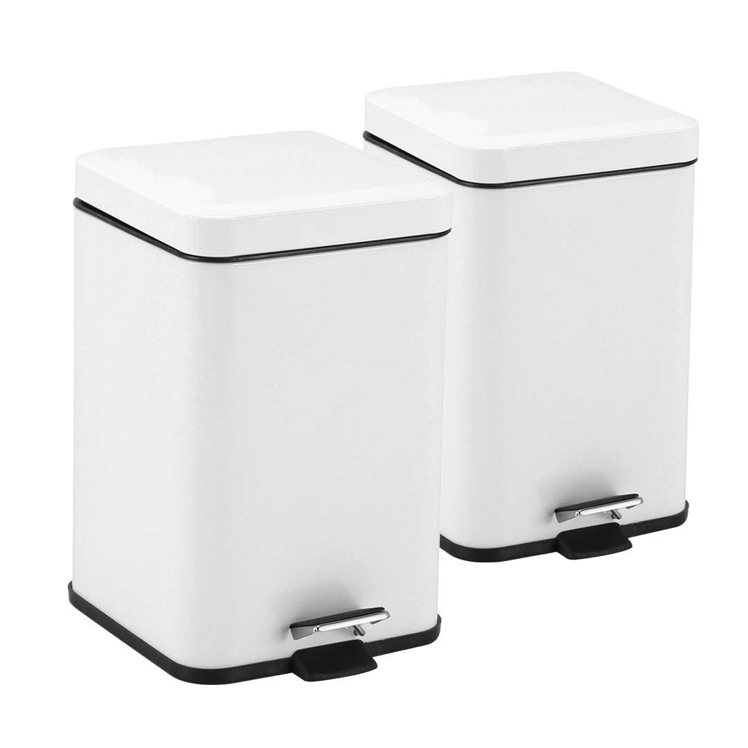 SOGA 2X Foot Pedal Stainless Steel Rubbish Recycling Garbage Waste Trash Bin Square 6L White $ 111.90