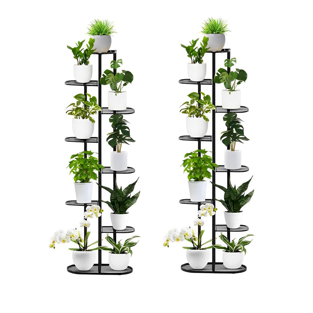 SOGA 2X 8 Tier 9 Pots Black Metal Plant Rack Flowerpot Storage Display Stand Holder Home Garden Decor $ 193.90