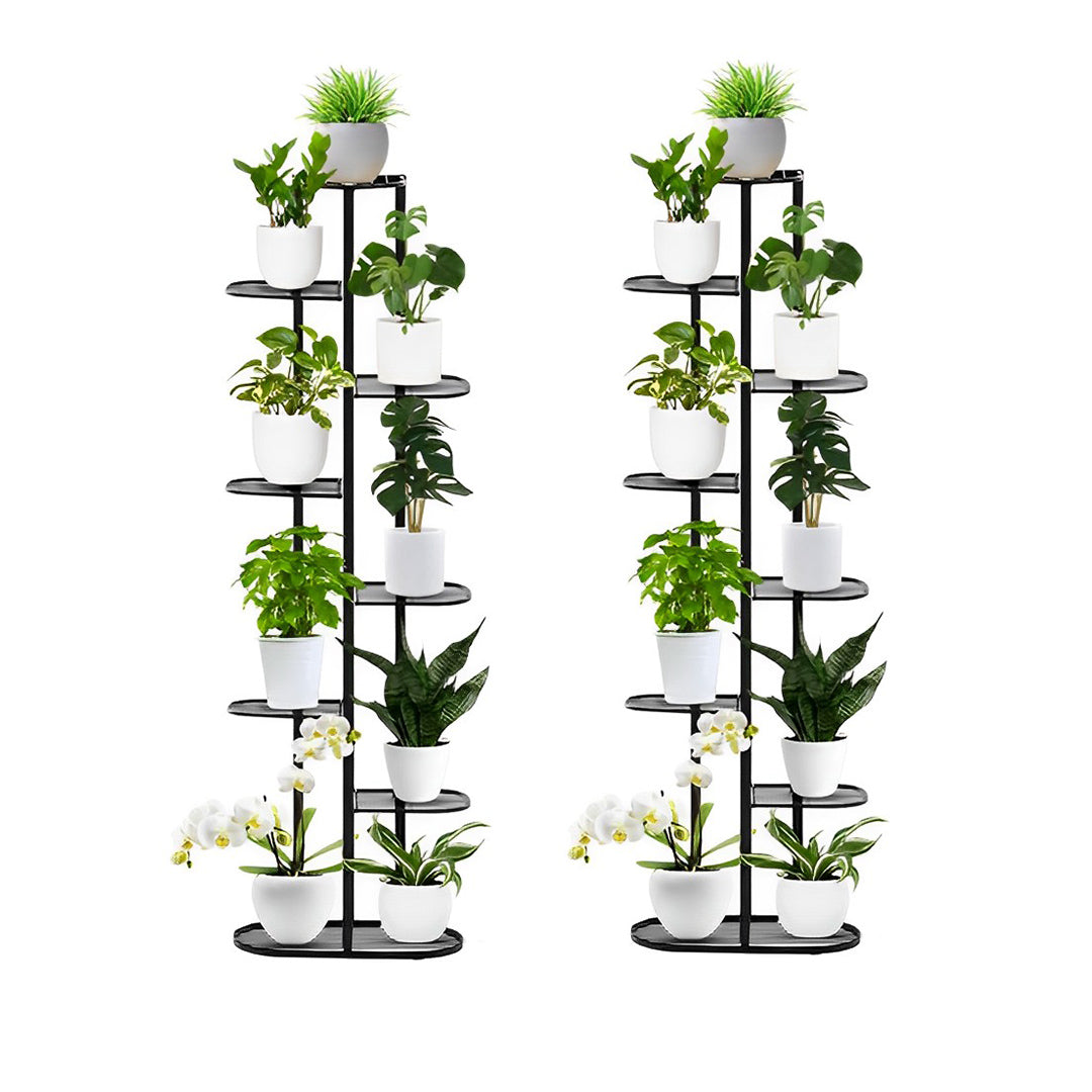 SOGA 2X 8 Tier 9 Pots Black Metal Plant Rack Flowerpot Storage Display Stand Holder Home Garden Decor $ 193.90