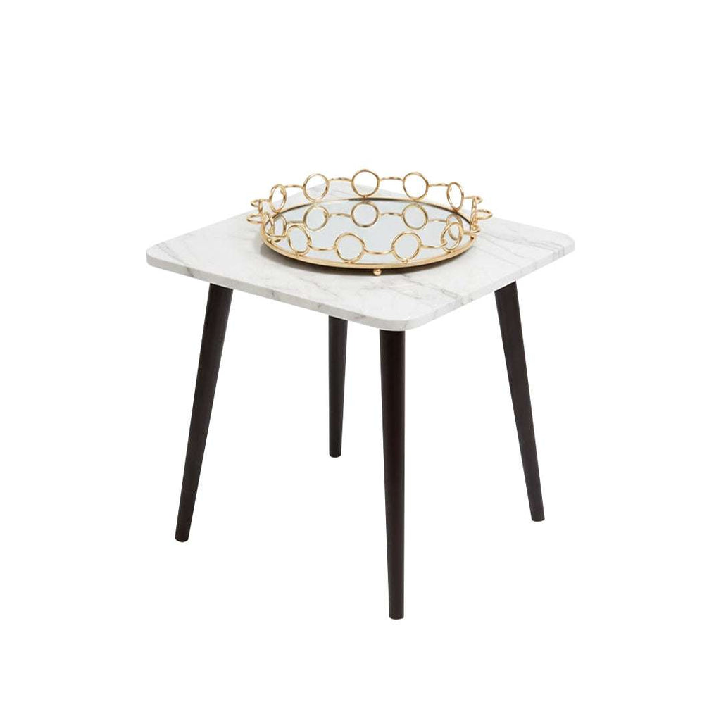 SOGA Home & Living Bundle – White Ceramic Table & Bronze Round Mirror Tray Organizer $ 0