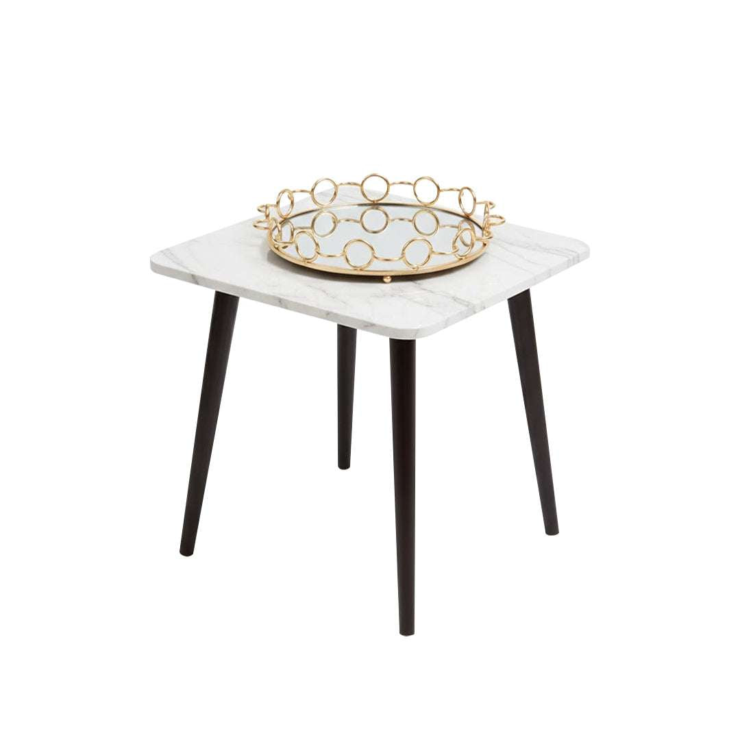 SOGA Home & Living Bundle – White Ceramic Table & Bronze Round Mirror Tray Organizer $ 0