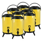 SOGA 8X 16L Stainless Steel Insulated Milk Tea Barrel Hot and Cold Beverage Dispenser Container with Faucet Yellow $ 785.50