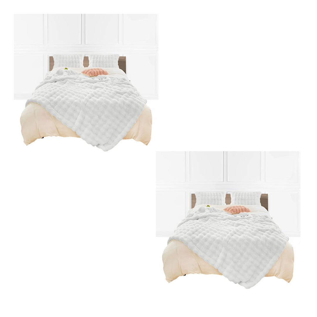 SOGA 2X 160X200cm Throw Blanket White Double Layer Rabbit Fur Cozy Comfort with Stylish Decor $ 323.50