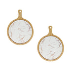 SOGA 2X 30cm White Circle Wooden Serving Tray Slate Steak Serving Platter Chopping Board Paddle Home Decor $ 107.90