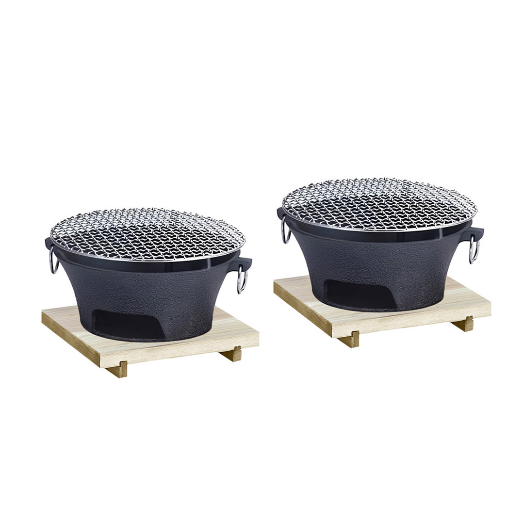 SOGA 2X Large Cast Iron Round Stove Charcoal Table Net Grill Japanese Style BBQ Picnic Camping with Wooden Board $ 196.50