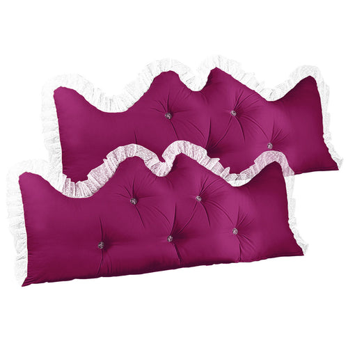 SOGA 2X 120cm Burgundy Princess Bed Pillow Headboard Backrest Bedside Tatami Sofa Cushion with Ruffle Lace Home Decor $ 172.90