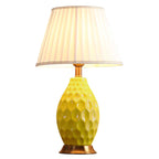 SOGA Textured Ceramic Oval Table Lamp with Gold Metal Base Yellow $ 211.50