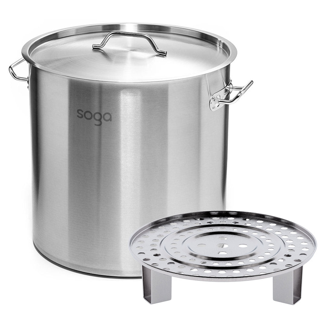 SOGA 21L Stainless Steel Stock Pot with One Steamer Rack Insert Stockpot Tray $ 180.90