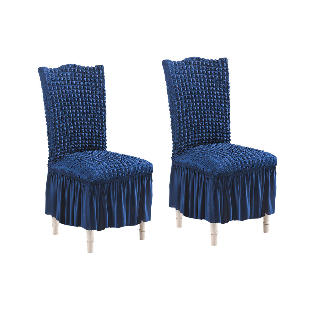 SOGA 2X Blue Chair Cover Seat Protector with Ruffle Skirt Stretch Slipcover Wedding Party Home Decor $ 65.50