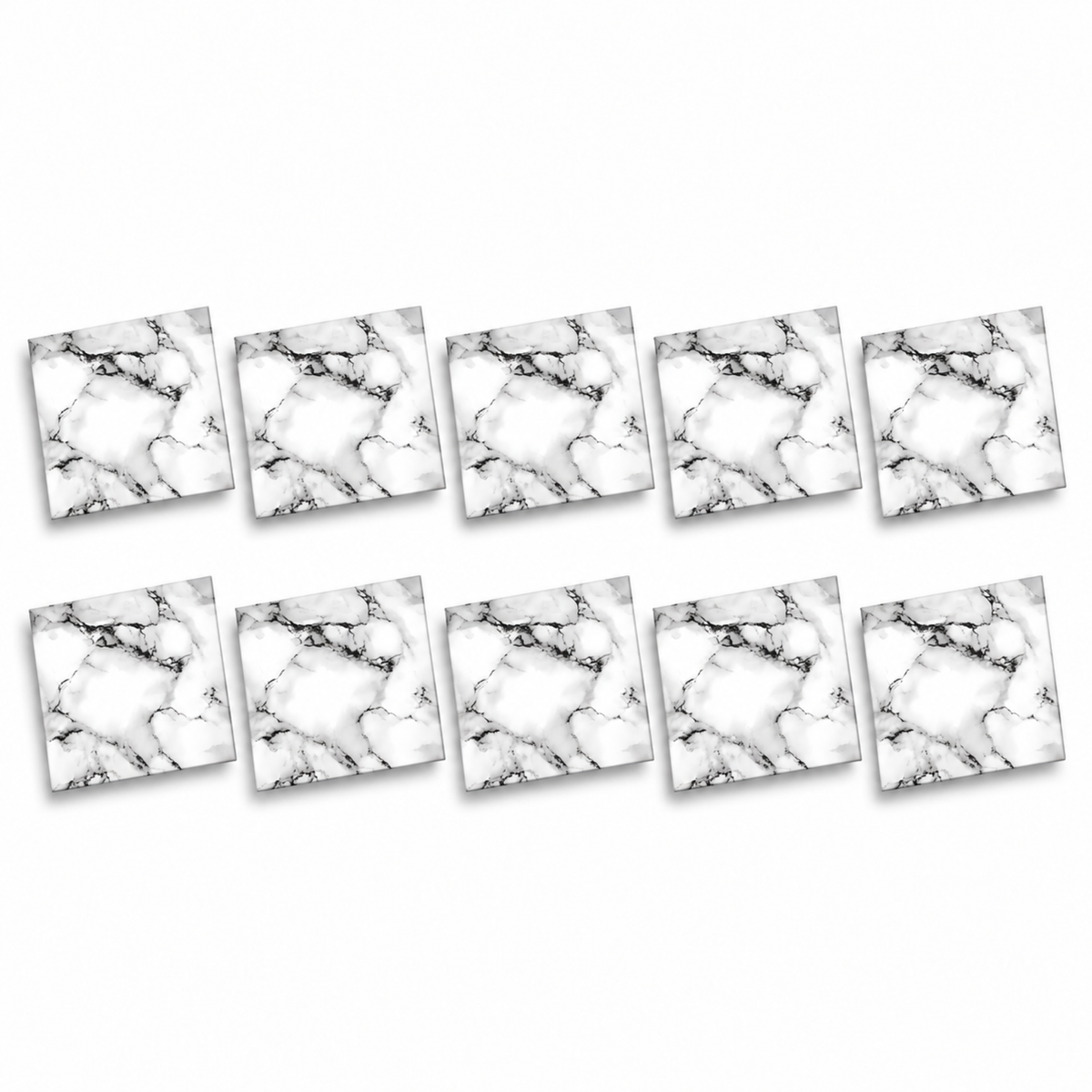 SOGA Peel & Stick Floor and Wall Tiles 60 x 60cm 10 Pack Black White Faux Marble