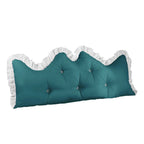 SOGA 120cm Blue-Green Princess Bed Pillow Headboard Backrest Bedside Tatami Sofa Cushion with Ruffle Lace Home Decor