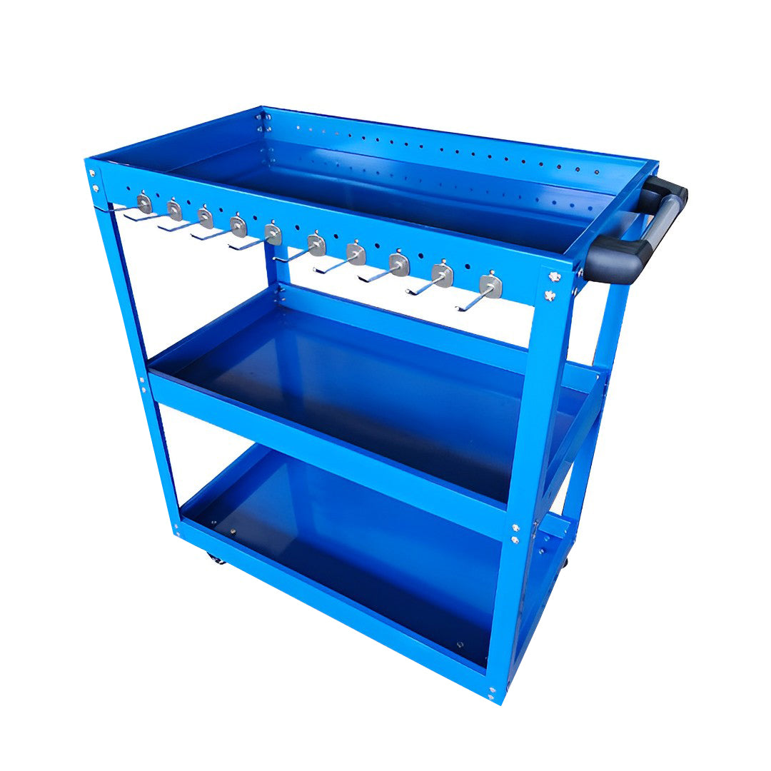 SOGA 3 Tier Tool Storage Cart Portable Service Utility Heavy Duty Mobile Trolley with Hooks Blue $ 161.50