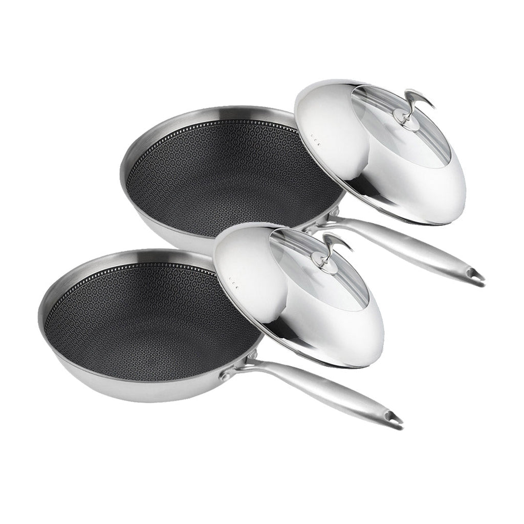 SOGA 2X 18/10 Stainless Steel Fry Pan 30cm Frying Pan Top Grade Cooking Non Stick Interior Skillet with Lid $ 280.90