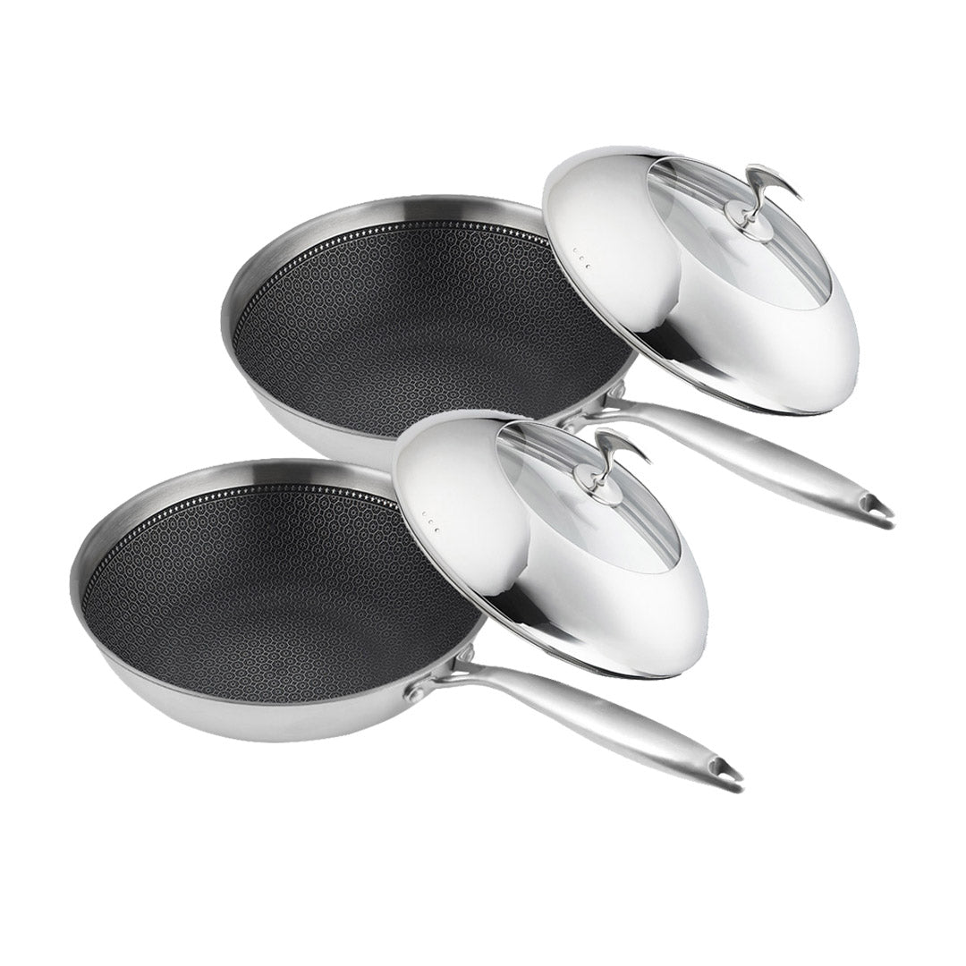 SOGA 2X 18/10 Stainless Steel Fry Pan 30cm Frying Pan Top Grade Cooking Non Stick Interior Skillet with Lid $ 280.90