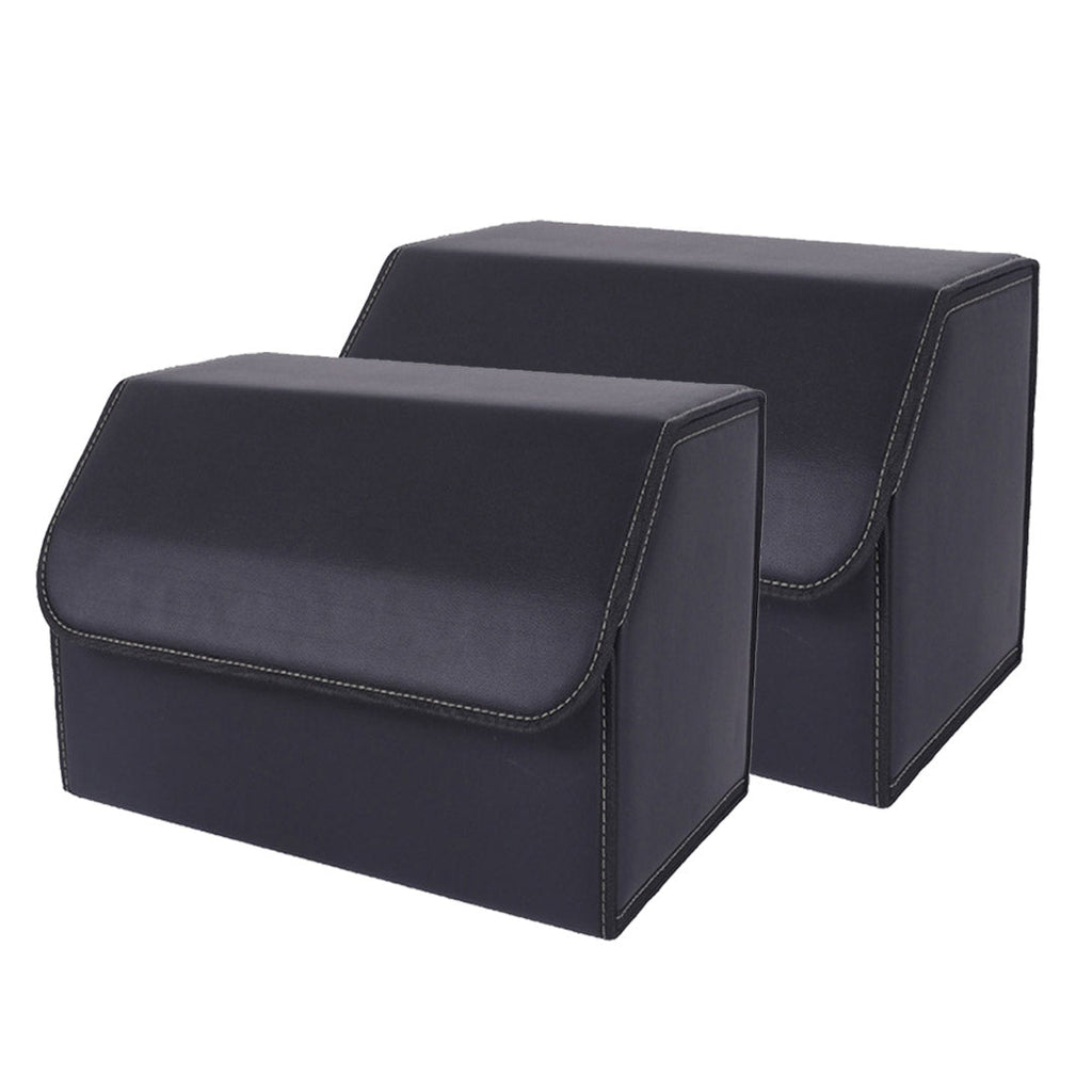 SOGA 2X Leather Car Boot Collapsible Foldable Trunk Cargo Organizer Portable Storage Box Black Medium $ 79.90