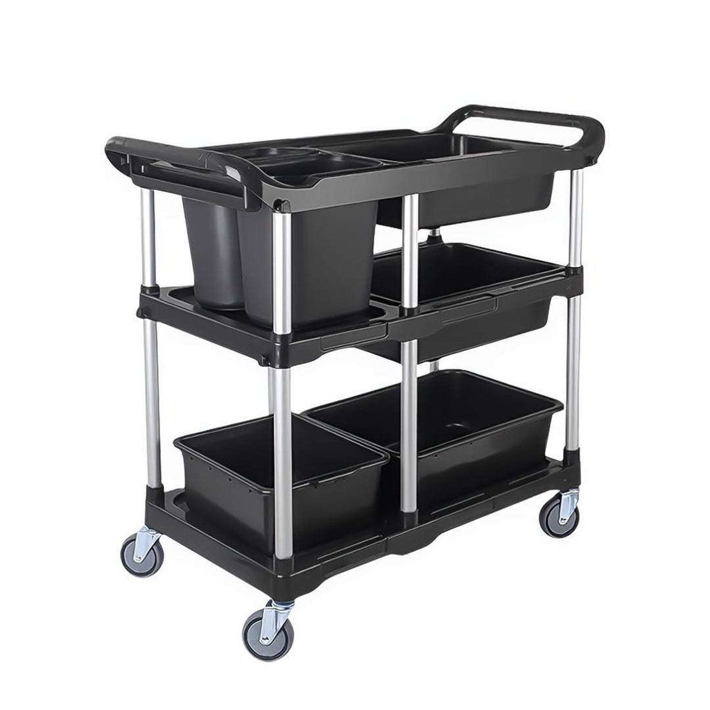 SOGA Black 3-Tier Kitchen Utility Trolley Cart with 5 Buckets $ 288
