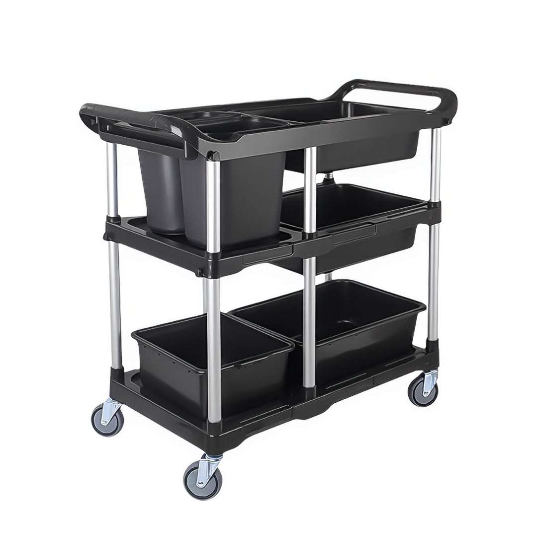 SOGA Black 3-Tier Kitchen Utility Trolley Cart with 5 Buckets $ 288