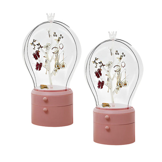 SOGA 2X Pink 360 Degree Rotating 2 Layered Jewelry Storage Box Waterproof Dustproof Accessories Organiser