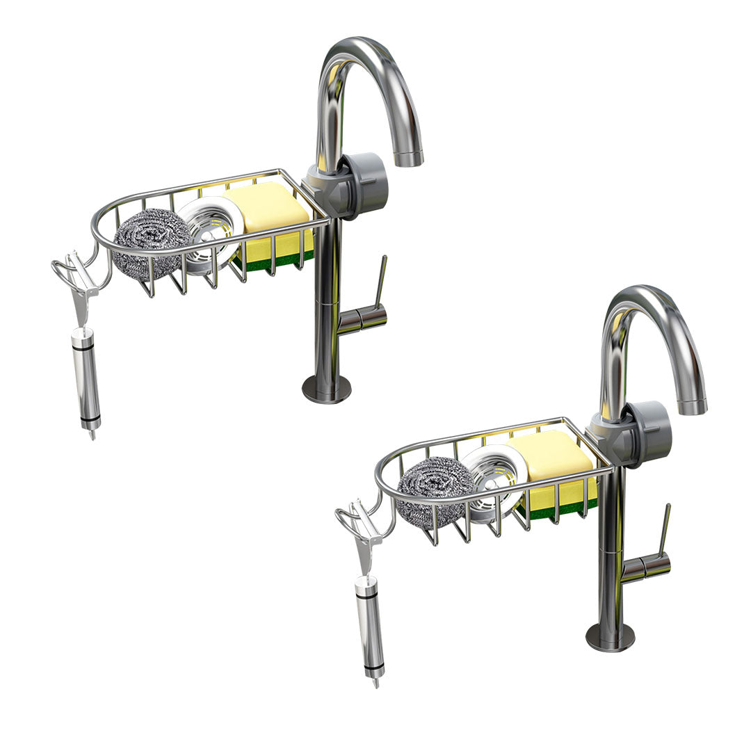 SOGA 2X Silver Single Kitchen Sink Organiser Faucet Soap Sponge Caddy Rack Storage Drainer $ 56.50
