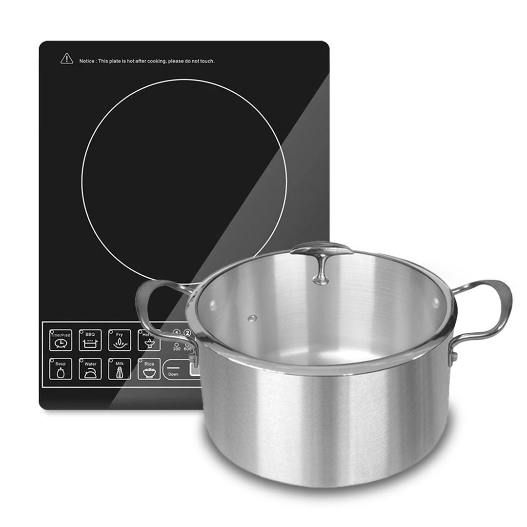 SOGA Electric Smart Induction Cooktop and 30cm Stainless Steel Induction Casserole Cookware $ 191.90